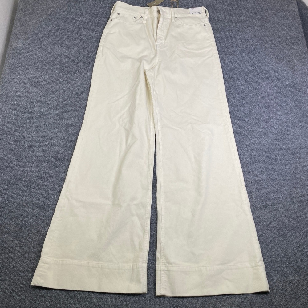J.Crew 96 Trouser Ivory Corduroy Wide Leg Pants BT922 Size 29 NEW